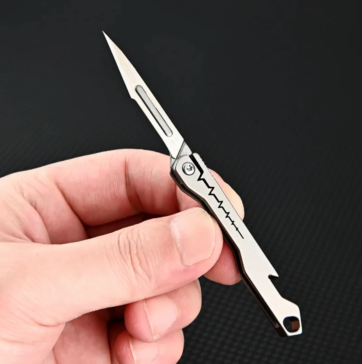 Imagem -03 - Folding Knife Keychain G10 Liga de Titânio Canivete Ferramenta de Auto-defesa Cirúrgica Lâmina Substituível Blad No.11 Aço Inoxidável