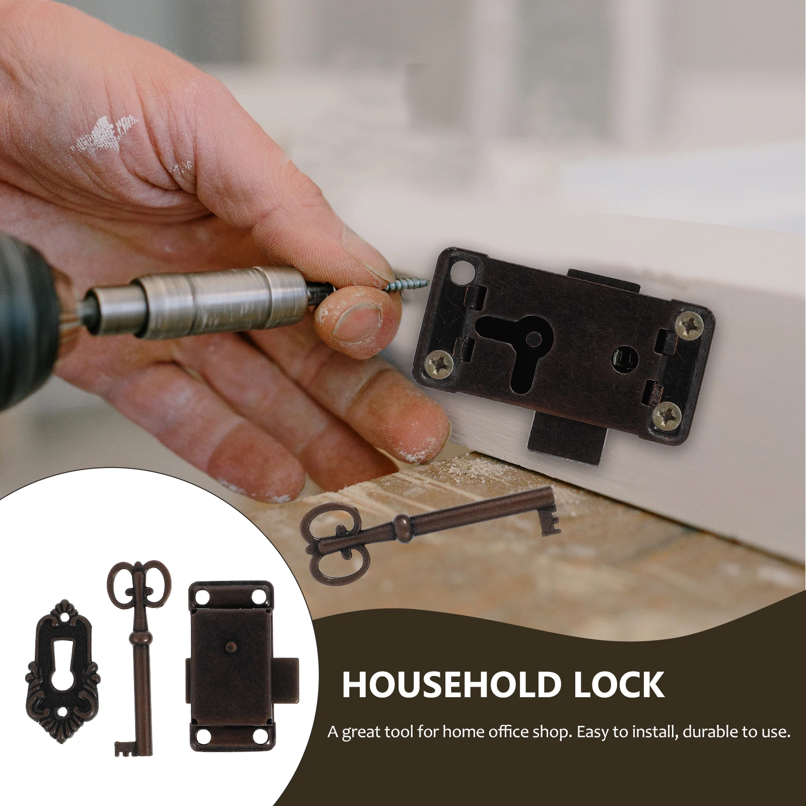 

2 Sets Cabinet Locks Vintage Zinc Alloy Decorative Latches for Boxes Red Classic Furniture Door Hardware