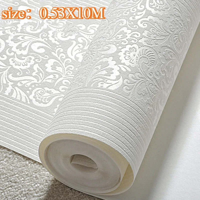 

0.53X10M 3D living room white vertical stripes non-woven wallpaper TV background wall wallpaper