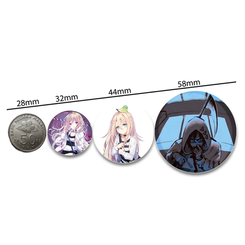 32/44/58mm Anime Angels of Death Cartoon Style Badge Funny Brooches on Backpack Clothes Handmade Round Enamel Pins Decoration