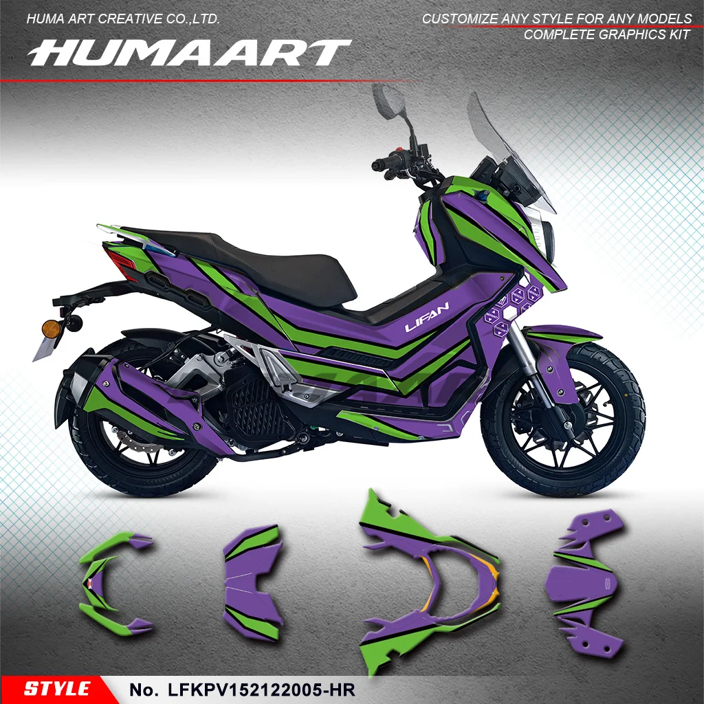 

HUMAART Custom Racing Sticker UV Resistant Laminate for LIFAN KPV 150 2021 2022 Scooter, Protector, LFKPV152122005-HR