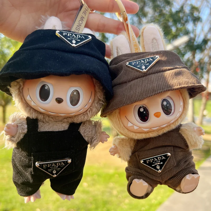 New corduroy For Labubu Doll Clothing Set Hat 17cm Clothes Shoes Doll DIY Accessories Training Sitting Party Games Toys Gifts image 3