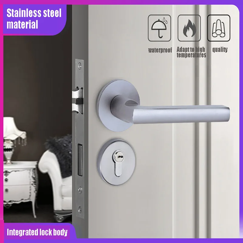 Extreme Anodized Aluminum Universal Silent Lock Modern Aluminum Alloy Bedroom Door Lock Indoor Door Handle Lock Household