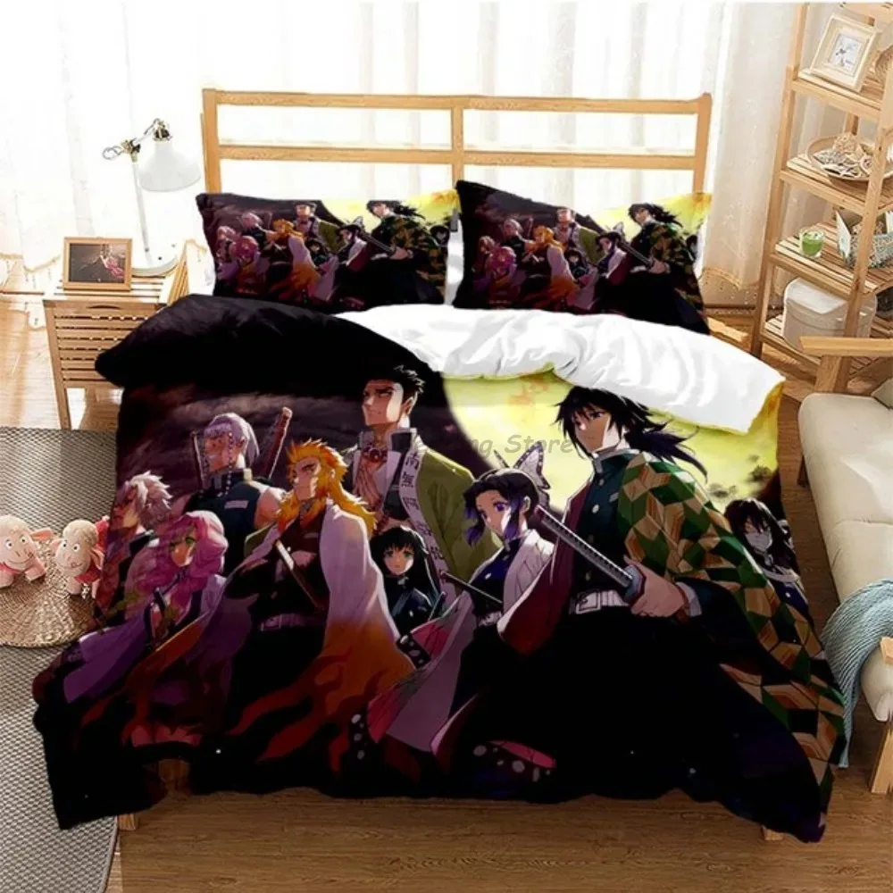 

Hot Anime Demon Slayer Bedding Set Japanese Cartoon Bed Linen 200x220 Teens Girls Twin Single Queen King Full Duvet Cover Sets