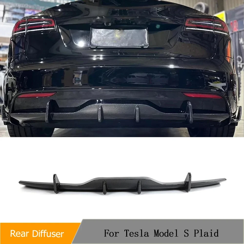 

Car Rear Bumper Exhaust Diffuser Lip Spoiler for Tesla Model S Plaid 2021-2023 Rear Bumper Diffuser Lip Body Kits Carbon Fiber