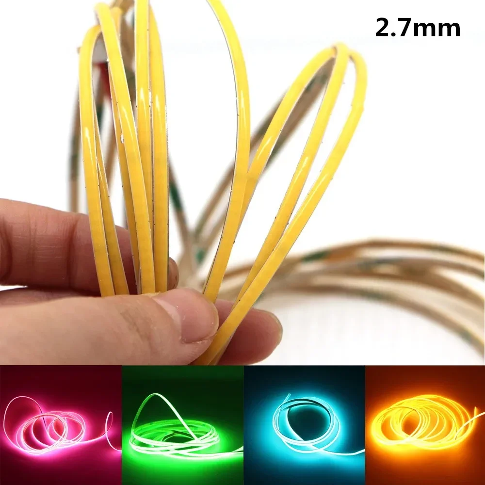 2.7mm Super Slim COB LED Strip Light for Car Bar Room Decoration 12V 480LED/m Warm Cool White Flexible Ribbon Linear Tape Lights
