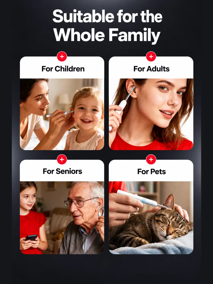 HD Wireless Ear Wax Removal Camera Visual Ear Cleaner Rechargeable Waterproof Portable Endoscope Ear Wax Remover For Adult Kids
