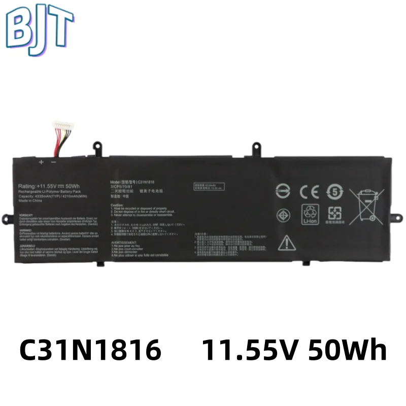 

11.55V 50Wh C31N1816 Laptop Battery New For ASUS ZenBook Flip 13 UX362 UX362F UX362FA Q326FA UX362FA-2B 0B200-03160000