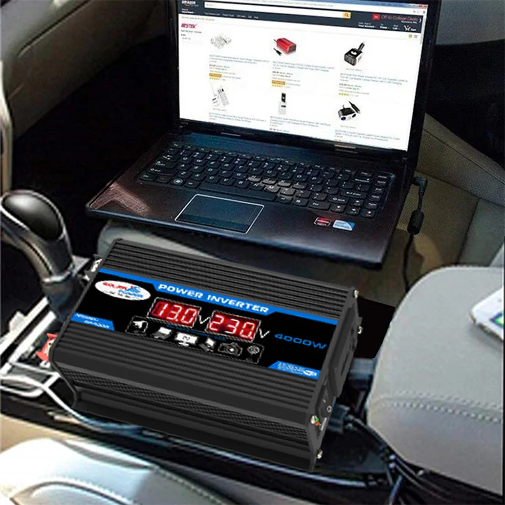 Car Inverter Dual LCD Digital Display Power Inverter Car Charge Converter Modified Sine Wave for Auto Steamboat Accessories