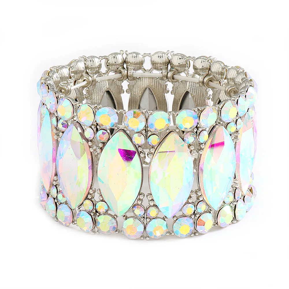 Fashion Women\'s Shiny Rhinestone Stretch Bracelet Party Banquet Bangles