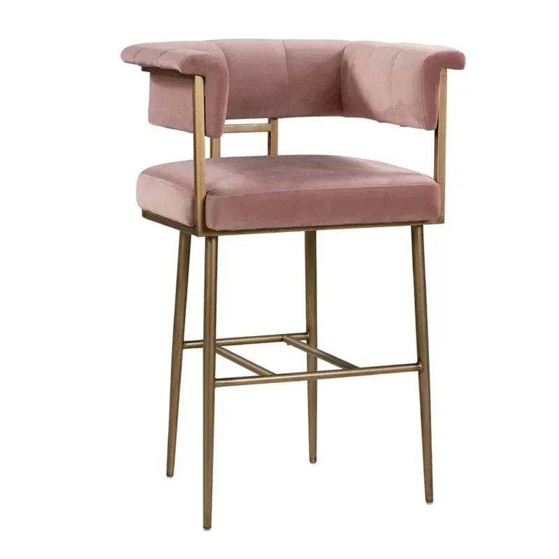 Modern Design Other Kitchen Furniture Antique Unique Style Bar Chair Gold Brass Velvet Upholstery Counter Bar Stools