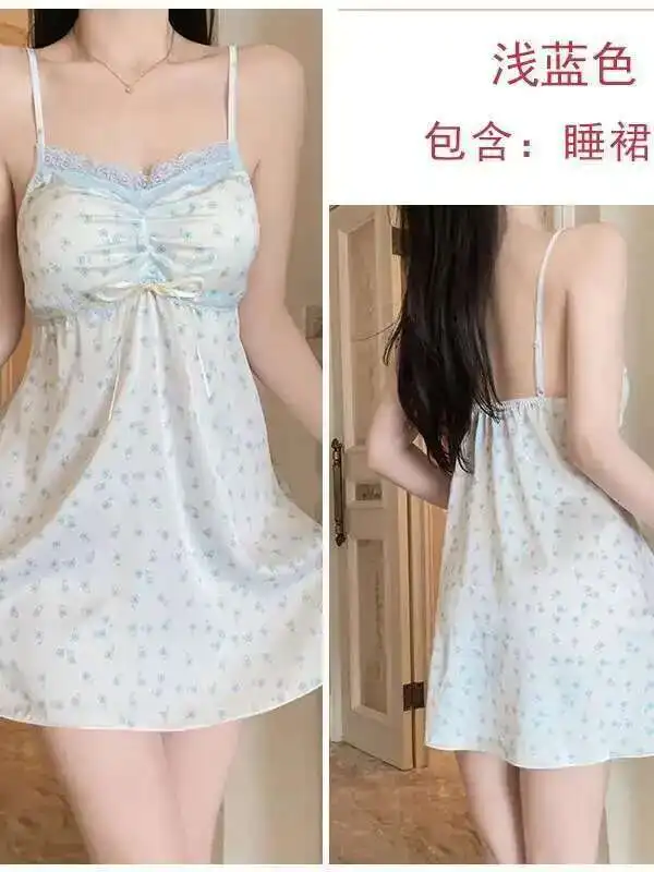 ディープセクシードレス V ギャザー胸マット滑らかなサテンスリーピングスカートアウターローブドレス快適な美しい魅力的なかわいい 8H3Y