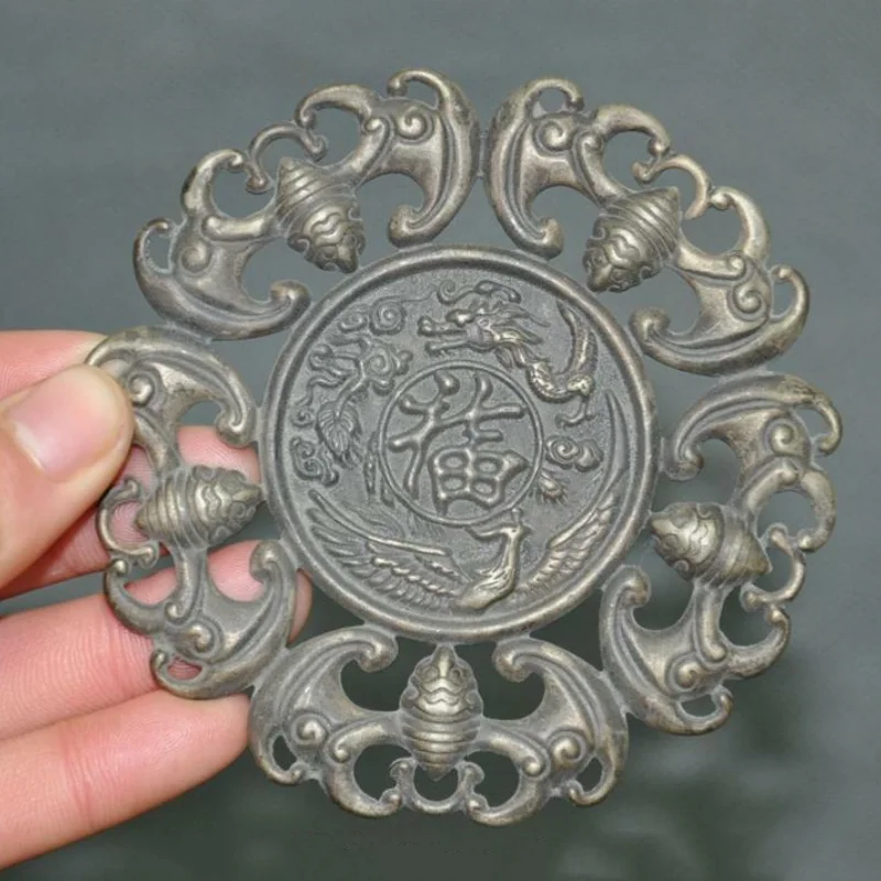 

3,4-дюймовый китайский изысканный тибетский серебряный подвеска-амулет Sacrifice Exorcism с ручной резьбой