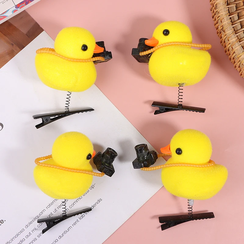 Funny Creative 3D Little Yellow Duck Hairpin Cartoon Camera Duck Hair Clips Girl Children Hair Accessories Headwear