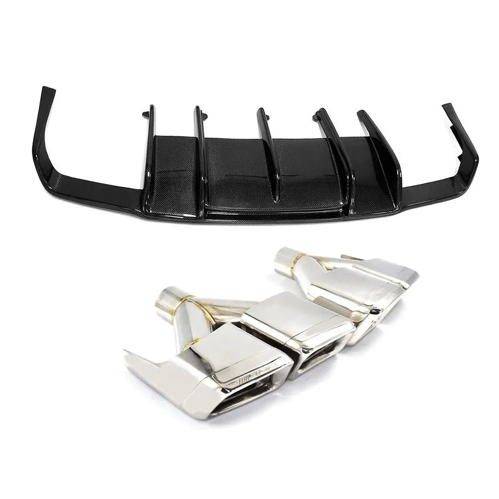 Voor Benz CLS Klasse W218 CLS 350 CLS63 AMG 2011-2014 Koolstofvezel Achter Lip Diffuser Rvs 4 Outlet uitlaat Staart Keel