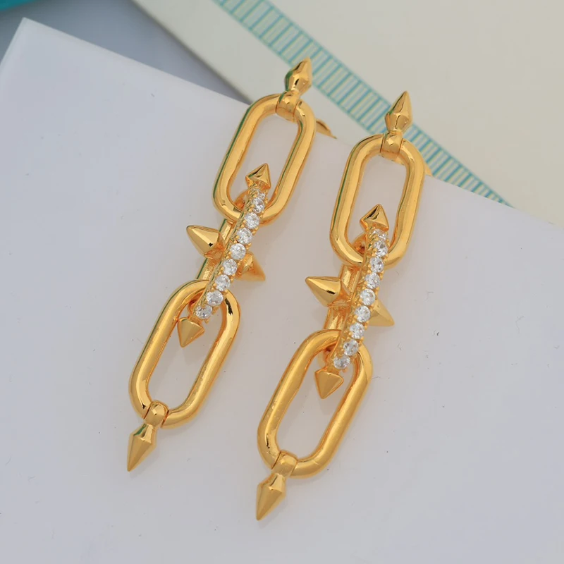 Luxury Brand Designer Earrings Gold Color Rivet Multiple Circles Ring High Quality Women Fashion Trend Jewelry Accessory Gift