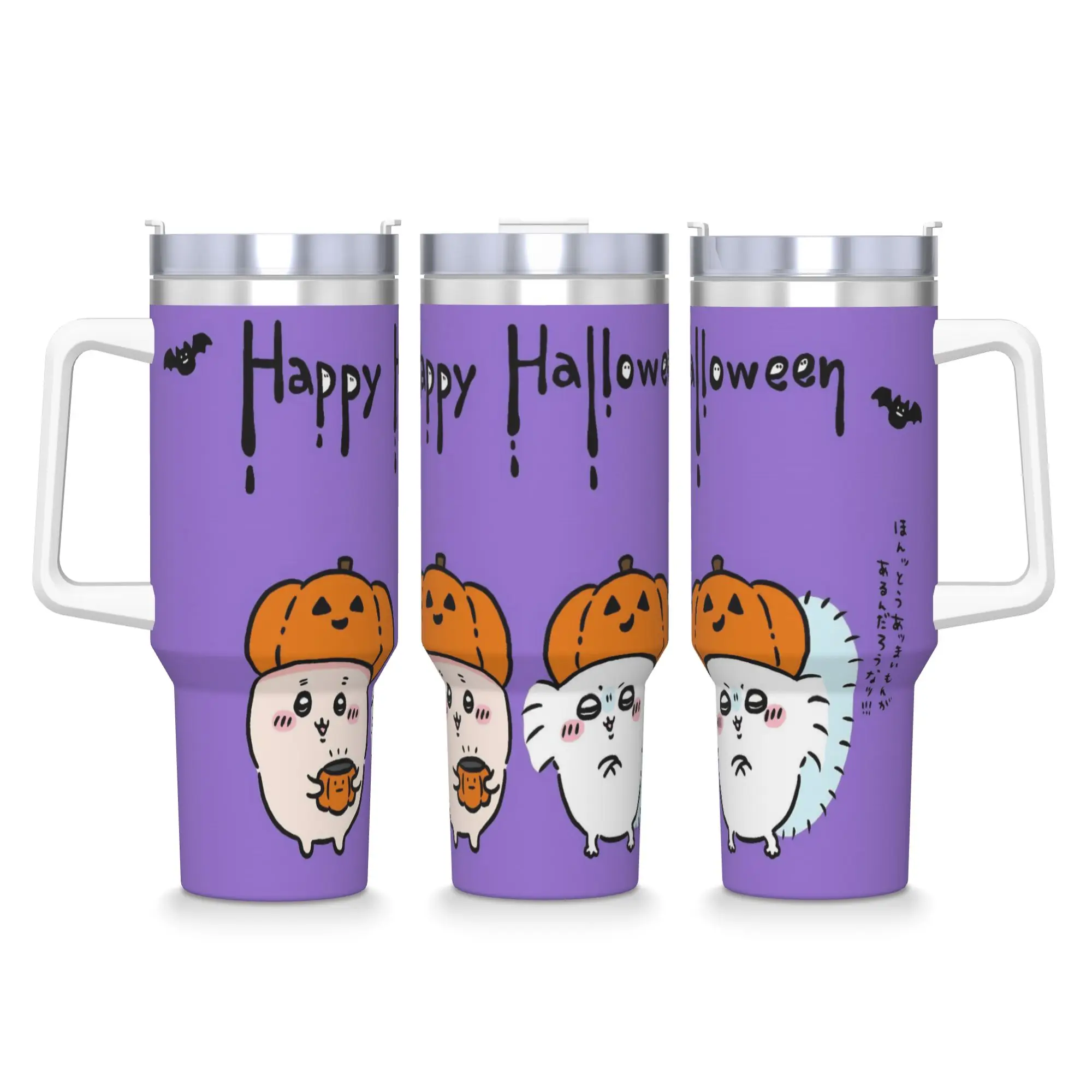 Stainless Steel Tumbler Chiikawas Halloween Spooky Ghost Pumpkin Coffee Mug  Leakproof Cold Drink Car Mugs Driving Water Bottle
