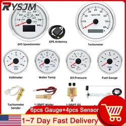 Kit de calibre de 85mm + 52mm, tacómetro GPS, velocímetro, temperatura del agua, prensa de aceite, voltímetro, indicador de combustible para coche, barco, Motor de gasolina para bicicleta