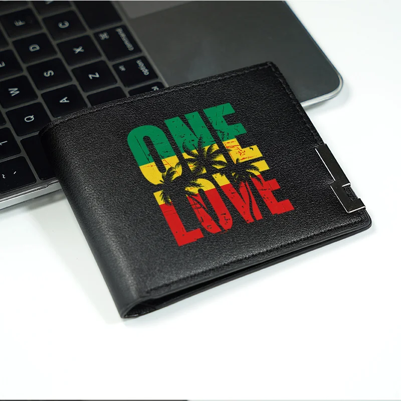 ONE LOVE RASTA PALM TREE DESIGN HEREN PU LEDEREN PORTEFEUILLE SLANK DUURZAAM LICHTGEWICHT BUSINESS STIJL MODE ACCESSOIRE