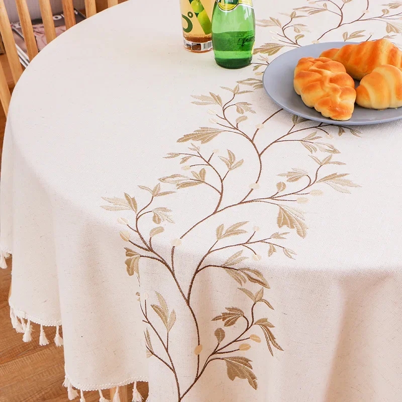 

Round Tablecloth Fringed Lace Modern New Simple Household Living Room Embroidery Table Cover Dinner Coffee Table Decoration