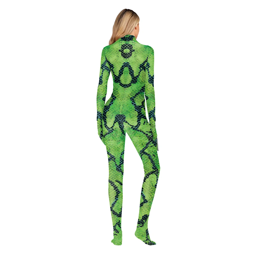 Tuta cosplay serpente verde Costume cosplay di Halloween Anime Zentai Carnevale Coppia tuta Abiti da festa per adulti