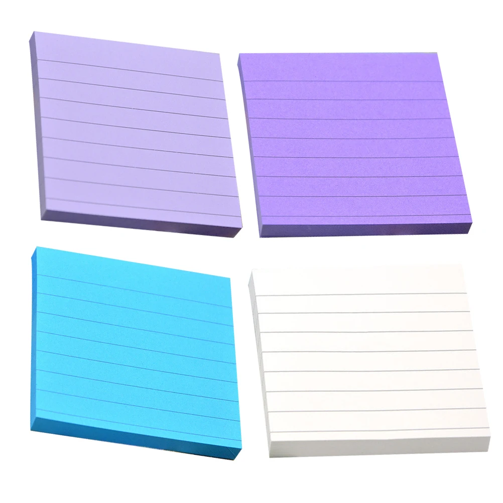 

4 Pcs Pads Self-stick Kraft Paper Notepad Striped Notepads Stickers Memo