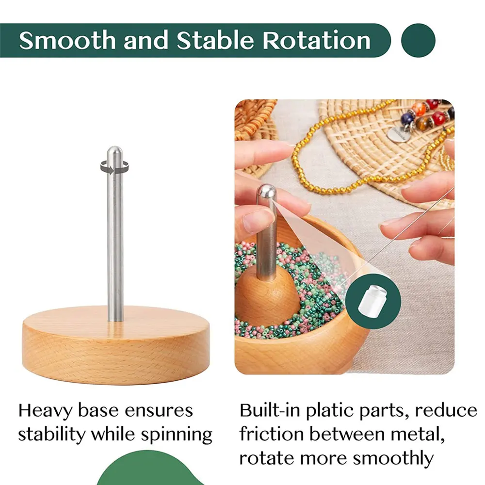 خشبية حبة الدوار مع 2 منحني الإبر الغزل الديكور السلطانية أساور صناعة المجوهرات أدوات التوتير حبة محمل