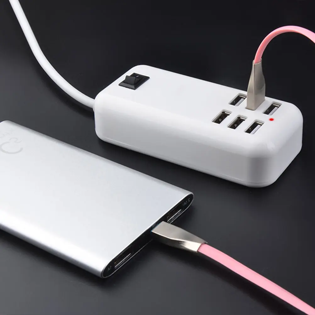 

6-Port USB Charging Station Smart Multi Port Charger for Phones Tablets USB Devices Fast Charging Safe Reliable Home Office