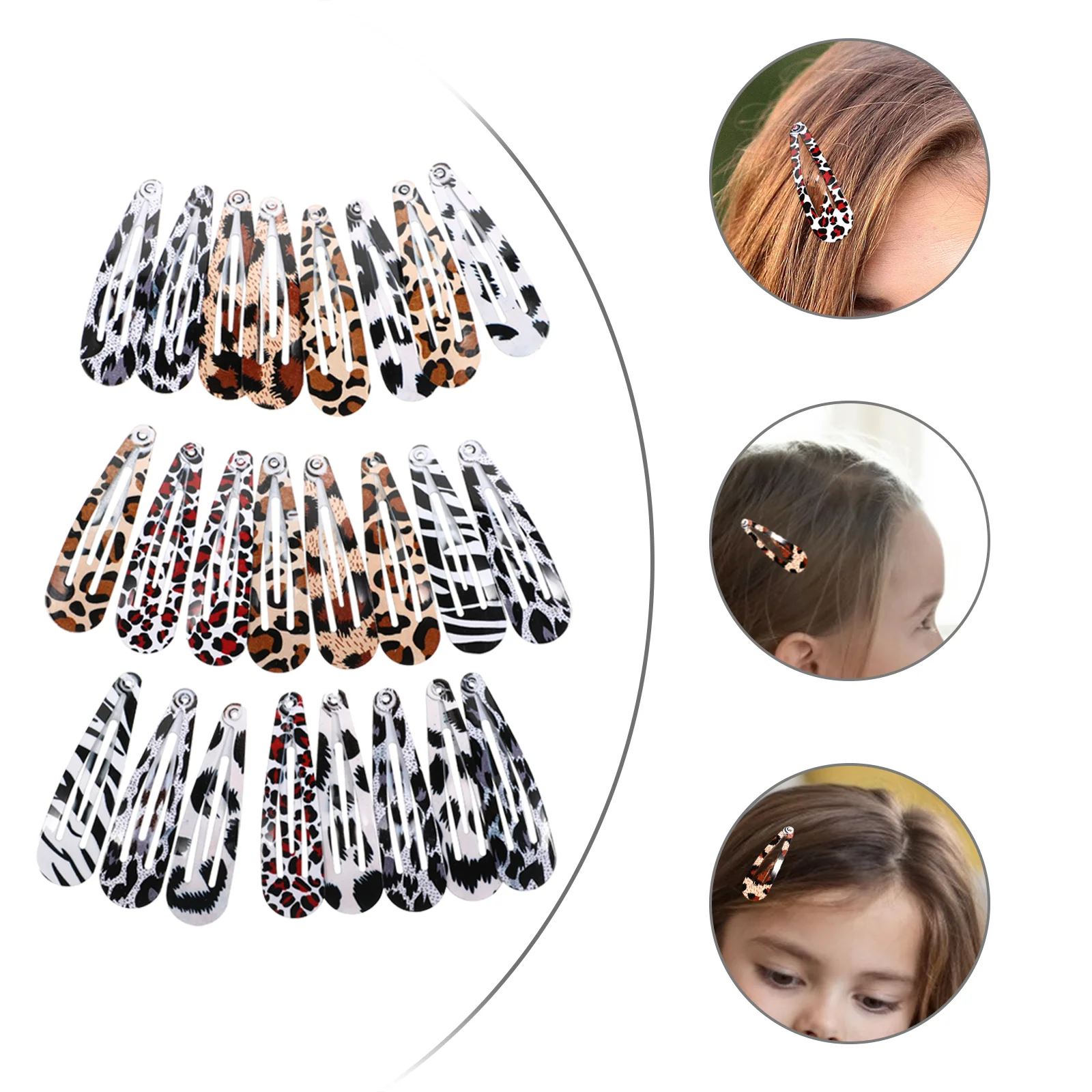 Leopard Hair Pin Snap Clip Hairpin Hairgrips Women Button Alloy Accessories Women's Barrettes