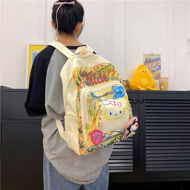 

Hello Kitty Sanrio Backpacks Bookbag Students School Bags Cartoon Kids Rucksack Laptop Rucksack Shoulder Bag Large Capacity