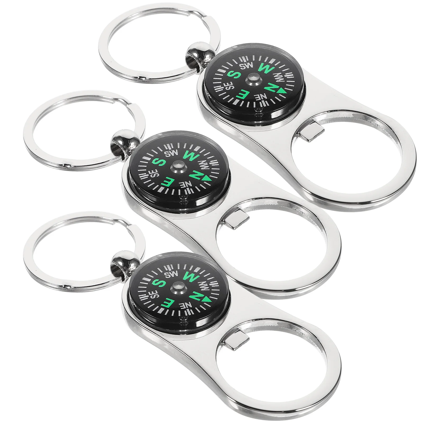 

3pcs Compass Keychain Zinc Alloy Decorative Lightweight Durable Key Ring Pendant for Keys Bags Wallets Suitcase Gifts
