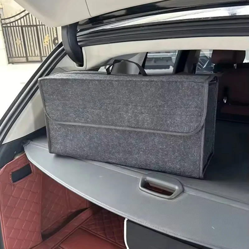 Car Trunk soft Organizer Felt Storage Box Accessories Large Anti Slip Compartment Boot Storage Organizer Tool Car Storage Bag image 5