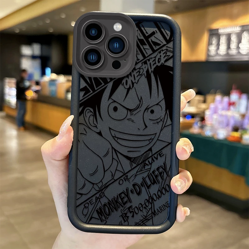 O-One Pieces Luffy Anime TPU Phone Case for iPhone 16 15 14 13 12 11 Pro Max 16 15 14 8 7 Plus X XS Max 8 7 Non-Slip Matte Cover