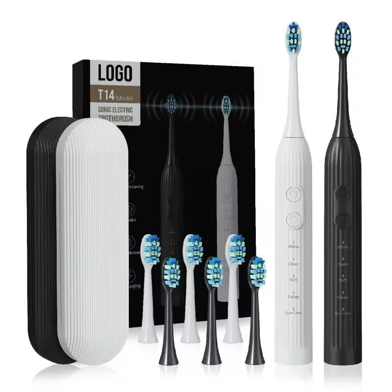 

T14 Sonic Electric Toothbrush USB Rechargeable Tooth Brush Electric 38000rpm 5 Modes 1 Brush Handle 8 Brush Head Travel Box