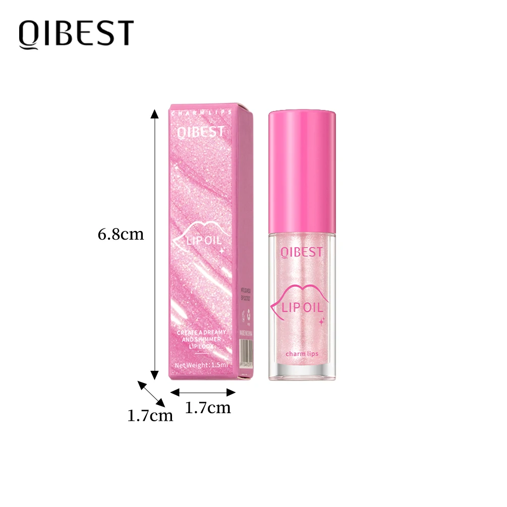 Qibest glänzendes Lippen öl feuchtigkeit spendend transparentes Glas Lip gloss praller entfernen Linie Lippen schutz Serum Glitter Lippen öl Make-up neu