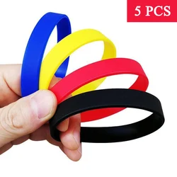 5 pcs Men/Women Fashion Bangle Silicone Sport Bracelet Wristband Rubber New Stretchy For Kids Boys Girls Bracelet Team Game