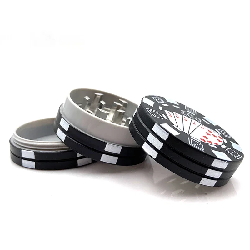 Poker Chip 3 Parts Style Spice Cutter 40mm Tobacco Grinder Herb Cutter Smoking Accessories Gadget Tool