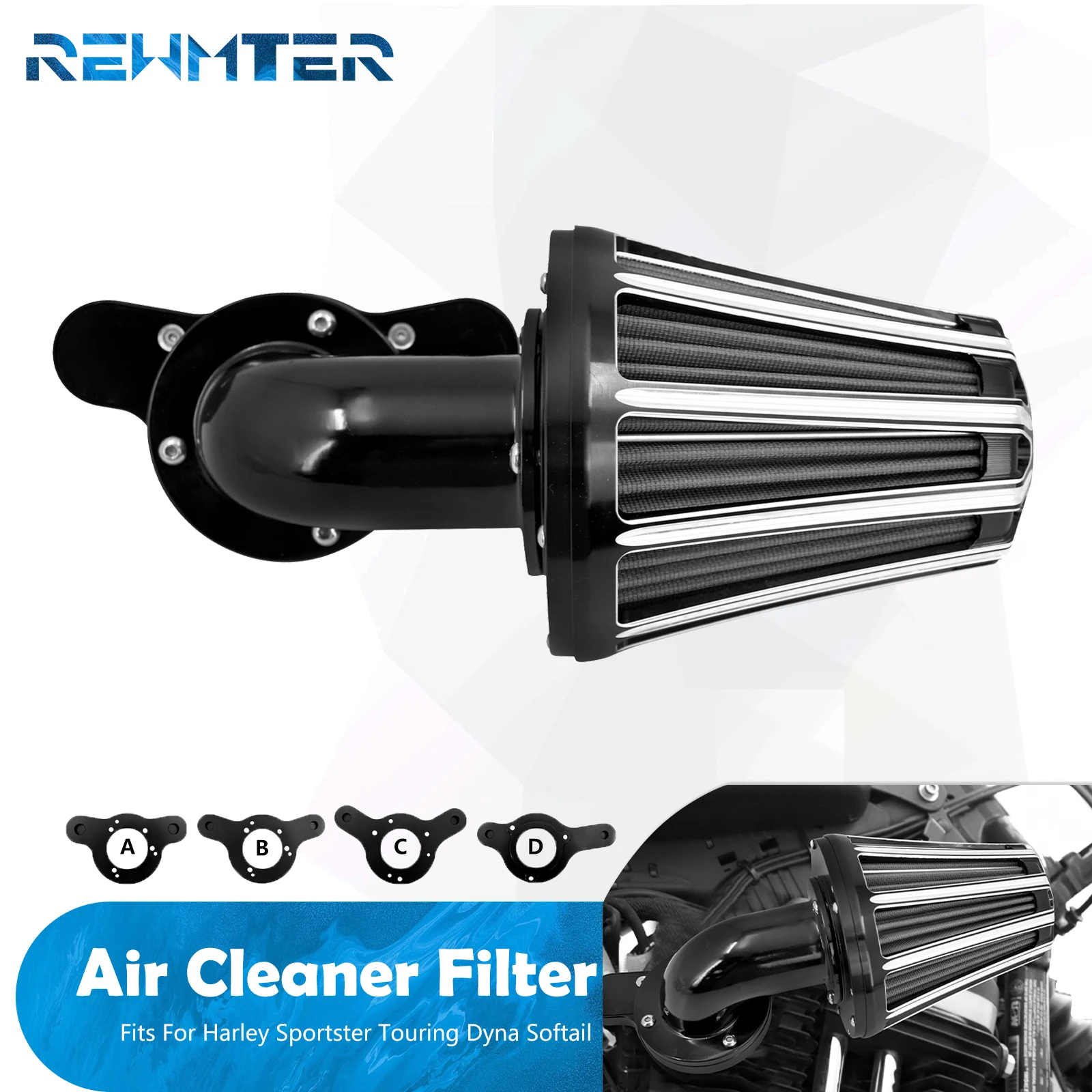 

Motorcycle Black Air Filter Intake Cleaner For Harley Touring Dyna Custom Sportster XL1200 883 Softail Low Rider FXDL Street Bob