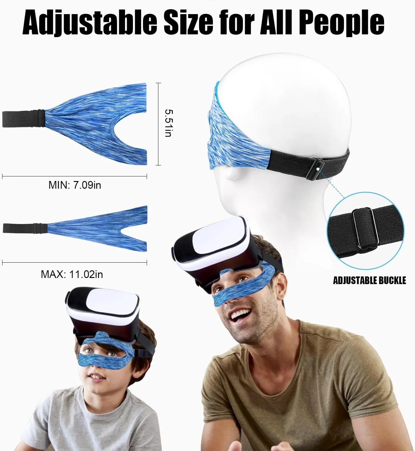 VR Eye Mask, Adjustable Breathable VR Sweat Band for Meta/Oculus Quest 2/3/3S/Pro, HTC Vive, PS, Gear, VR Workouts - view 3