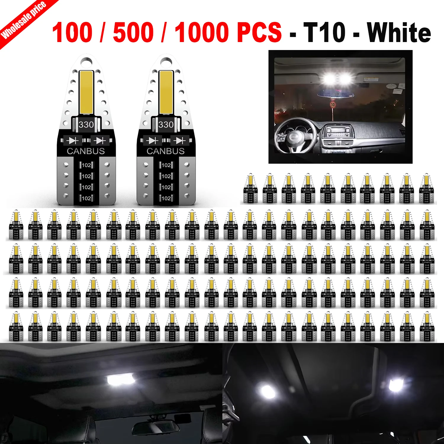 100 / 500 / 1000 pieces Canbus T10 W5W 194 158 LED Door Courtesy Light Bulb Built-in Decoder For Nissan Leaf Note Juke Primera