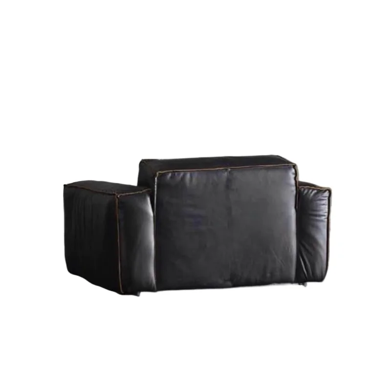 

American sofa retro loft Nordic three four people cafe living room oil wax leather industrial wind leather sofa