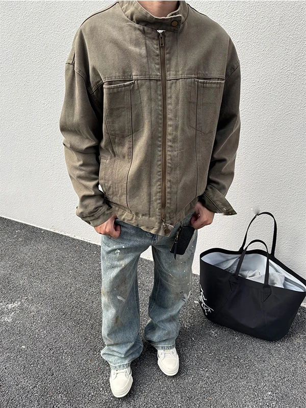 

Мужская повседневная куртка-жакет Waed Canvas с воротником-стойкой, удлиненная, для весенне-осеннего сезона, для отдыха, парный образ