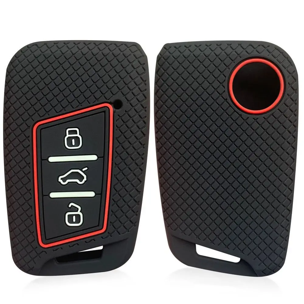 Silicone Remote Key Case Protector Full Protection Shell Cover for VW/Tiguan/Atheon/ /Polo/Passat B8/Skoda/Kodiaq/Octavia/Fabia