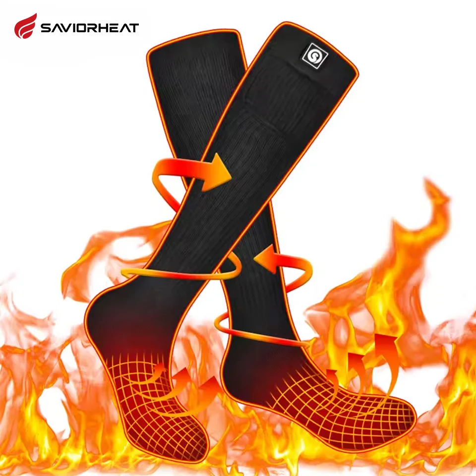 Savior Heat Battery Elektrisch beheizte Socken für Herren, Winter, warm, Outdoor-Sport, wiederaufladbare Thermosocken, Fußsocken für Damen zum Radfahren