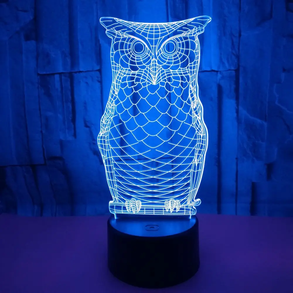 New Owl 3d Nightlight Remote Touch Switch Acrylique Usb Desk Lamp Factory Wholesale 7 Color Change Table Lamps For Living Room