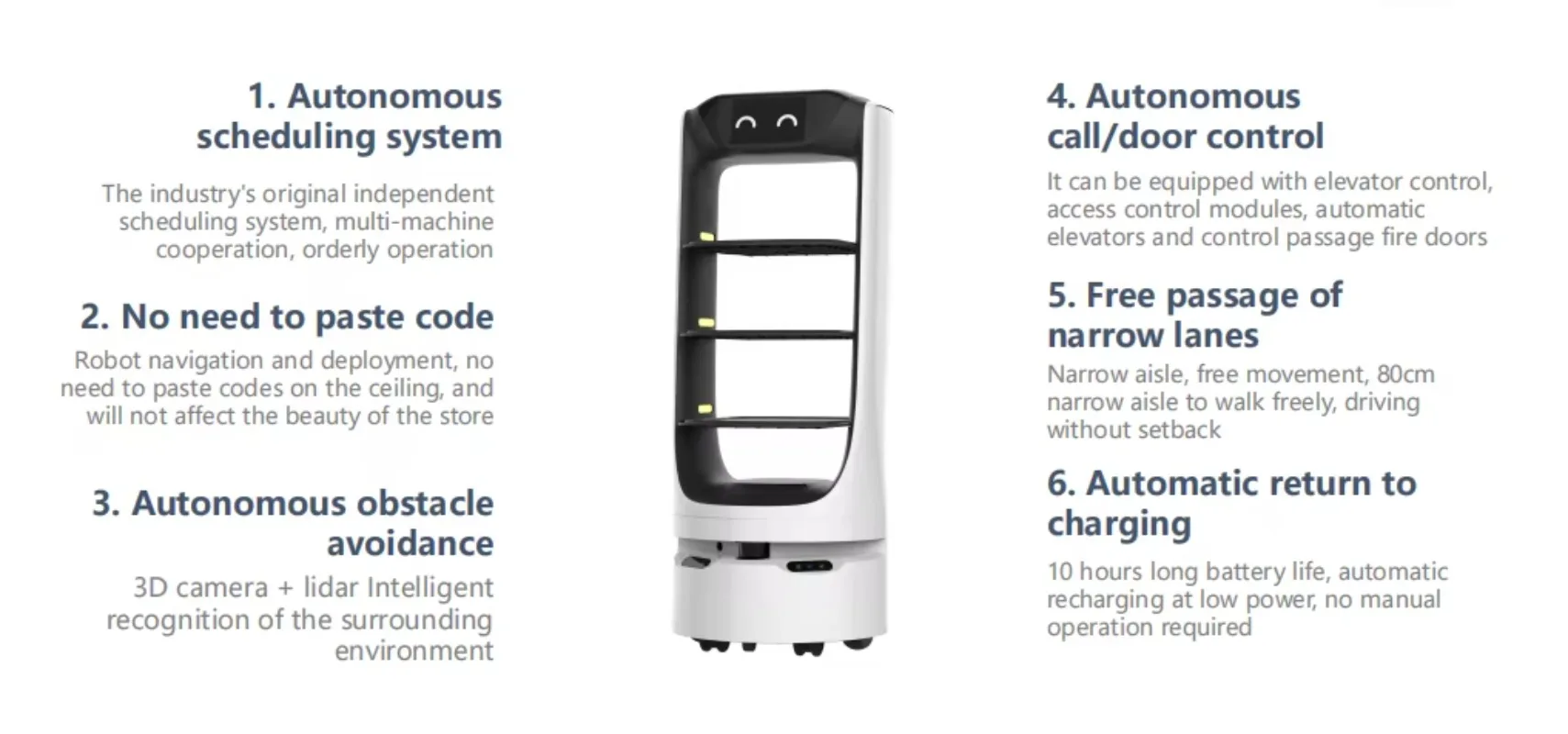 New Metal Delivery Robot for Home Use Hotel/Restaurant Robotic Automatic Charging 10kg Capacity Efficient Takeout Food