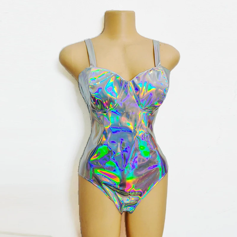 Boate gogo dança traje laser prata bodysuit saia conjunto cantor desempenho terno showgirl palco outfit vestidos de festa yj005
