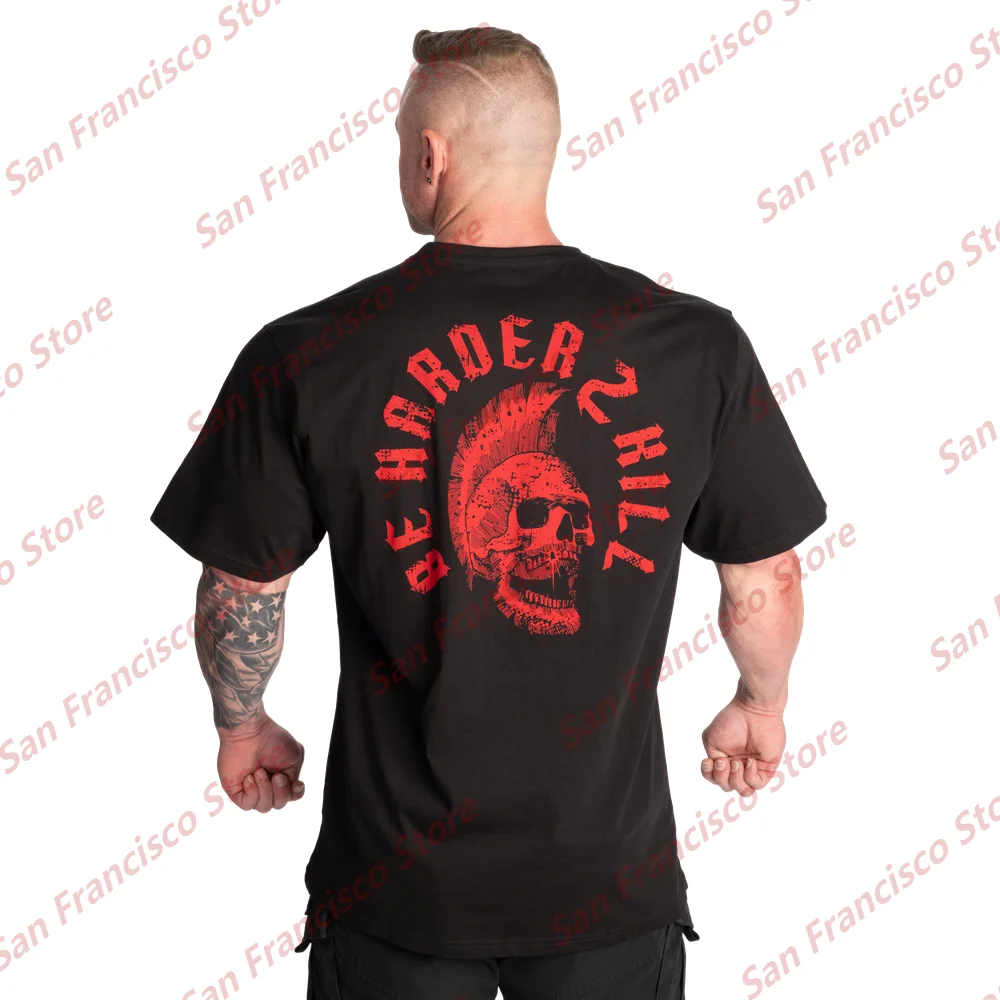 

American Style Summer Cotton T-shirt For Men HTK Tee Personalized Skull Print Street Fashion Fitness Women Clothing Casual Top