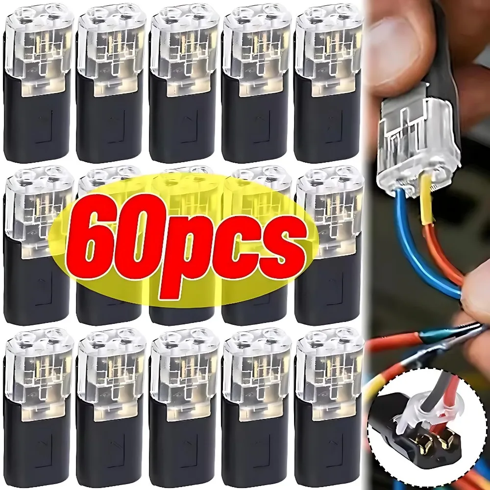 Solderless Quick Wire Connector D2 2 Way Twist Lock Splice Terminal Set 18 22AWG 10A Polycarbonate Auto DIY Cable Harness Fix