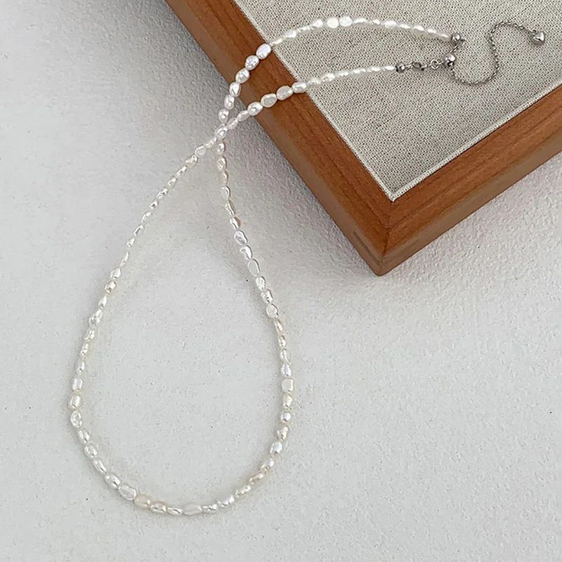 

Hengsheng 3-4mm Small Baroque Freshwater Pearl Necklaces for Women 40cm 4cm Extend Chain Adjustable Necklaces 2025 New Arrivals
